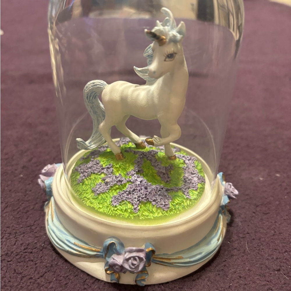 Elegant Unicorn Figurine in Glass Dome